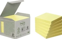 Notes POST-IT 100% recy 76x76mm gul 6/fp