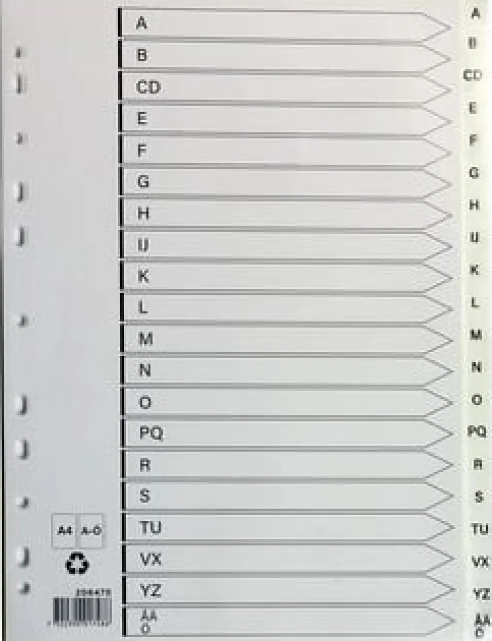 Plastregister A4 A-Ö vit