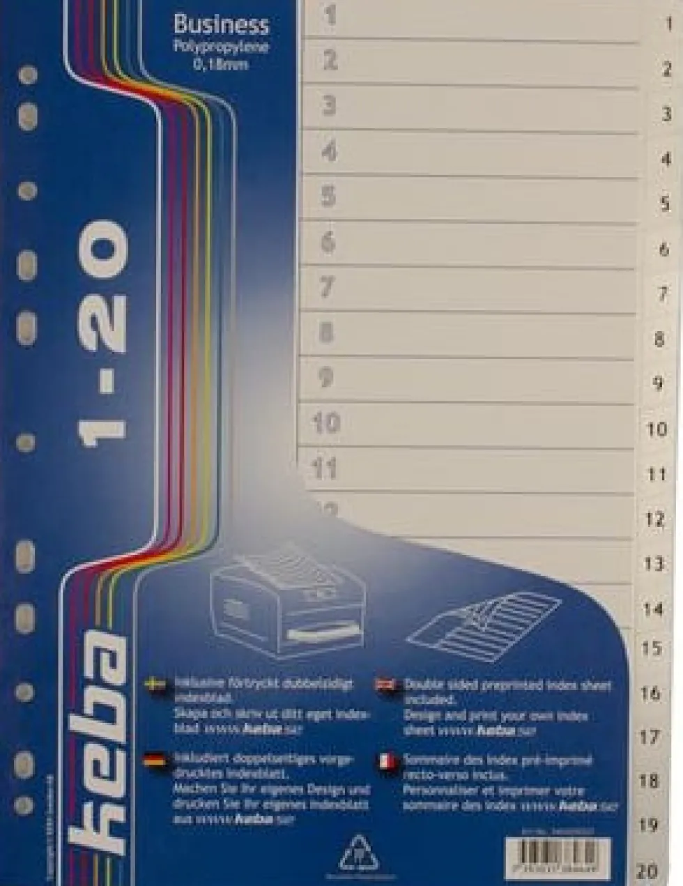 Plastregister KEBA A4 PP 1-20