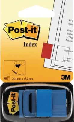 Post-It Index 680 Blå, avtagbar, 50/fp, 12fp