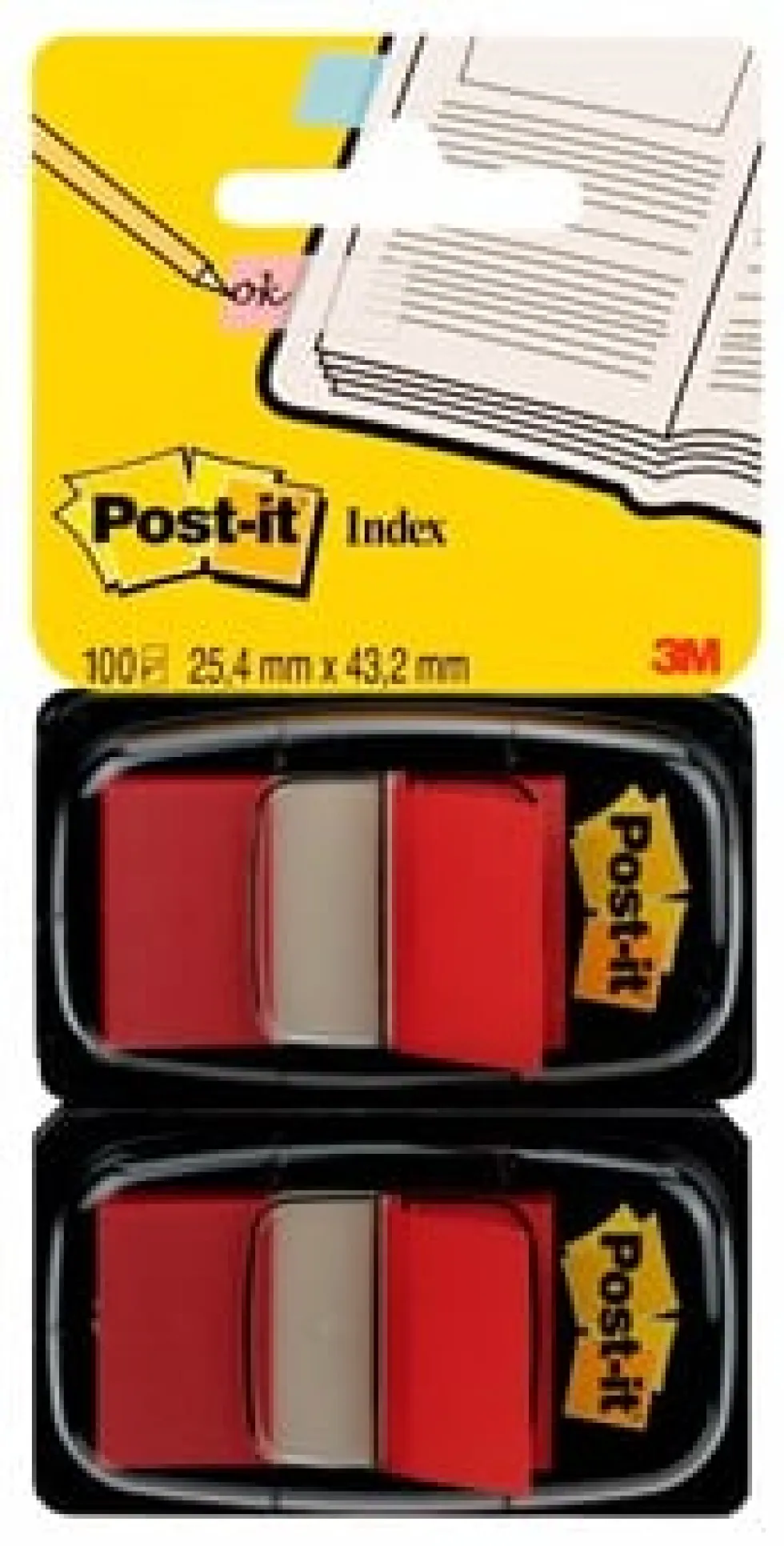 Post-It Index Röd, dubbelpack, 2x50 flikar, 6fp