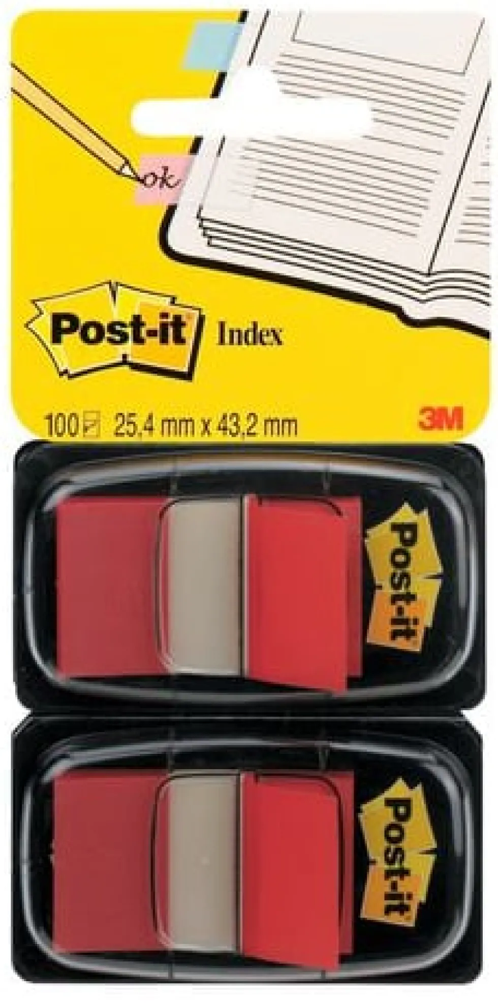 Post-It Index Röd, dubbelpack, 2x50 flikar, 6fp