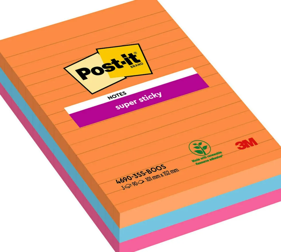 Post-it® Supersticky Bangkok Linjerad, 101x152, 3/FP