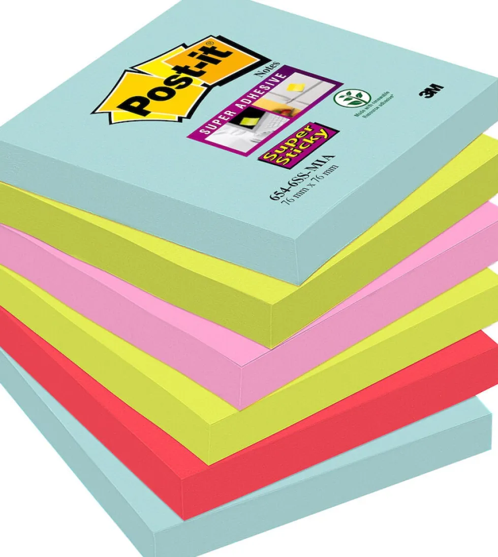 Post-it Supersticky Miami, 76x76mm, 6/FP