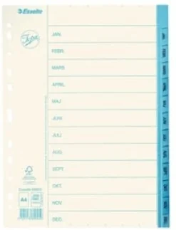 Pärmregister JOPA Papper A4 Jan-Dec, blå flik, 10st