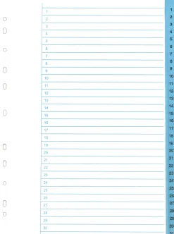 Pärmregister papper A4 1-31