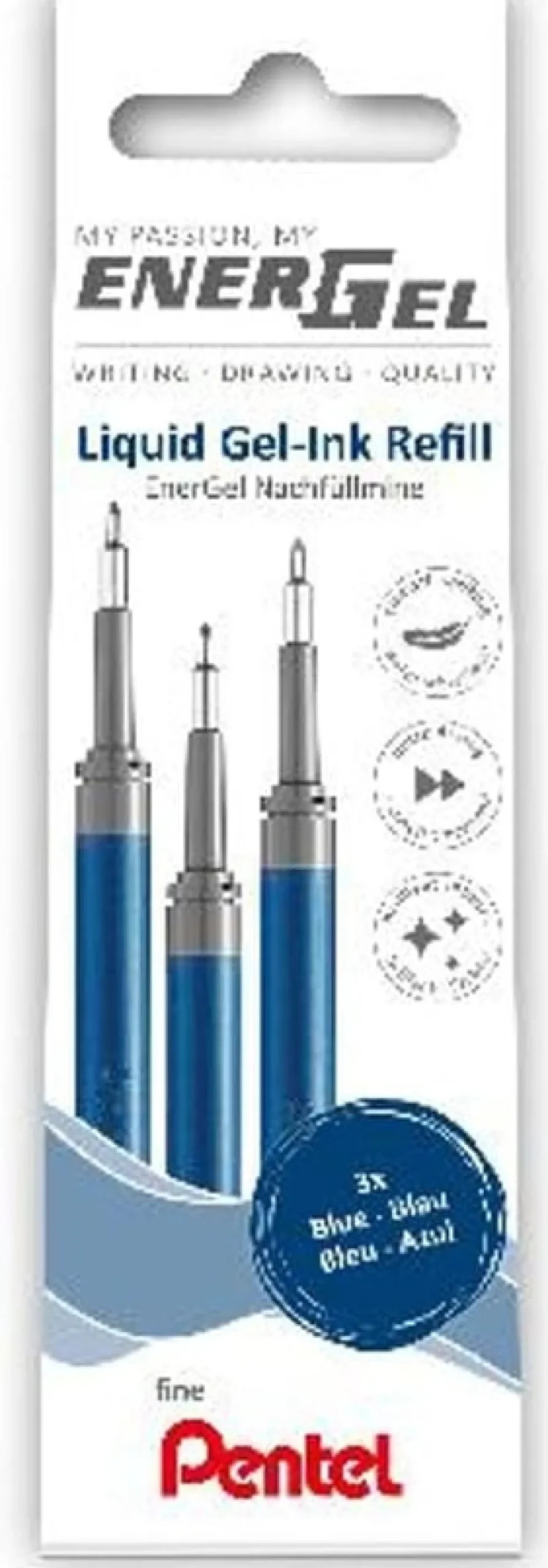 Refill PENTEL EnerGel needle blå 3/fp