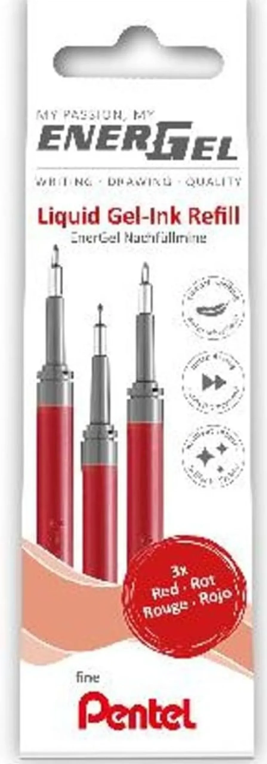 Refill PENTEL EnerGel needle röd 3/fp