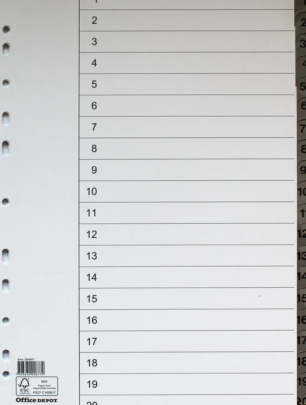 Register flikförstärkt A4 1-20