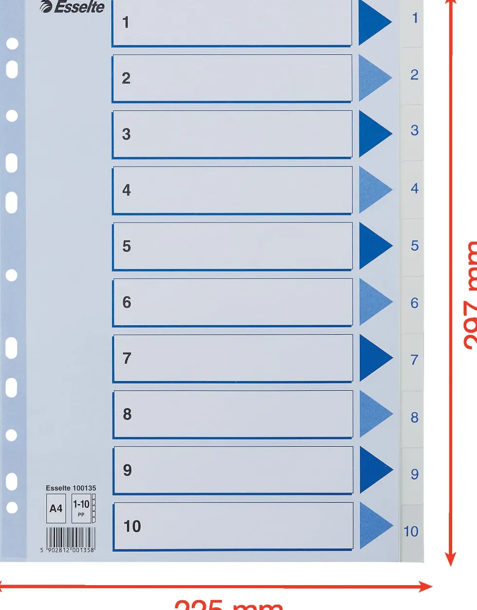 Register Non-Stop A4/1-10 rubrikblad vit