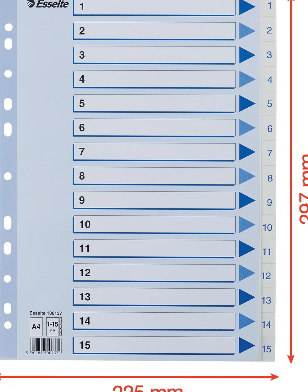 Register Non-Stop A4/1-15 rubrikblad vit