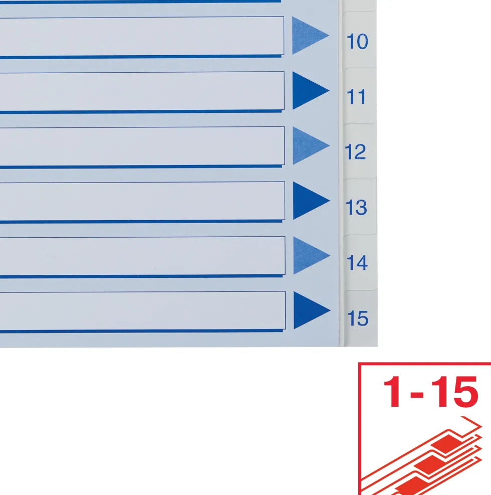 Register Non-Stop A4/1-15 rubrikblad vit