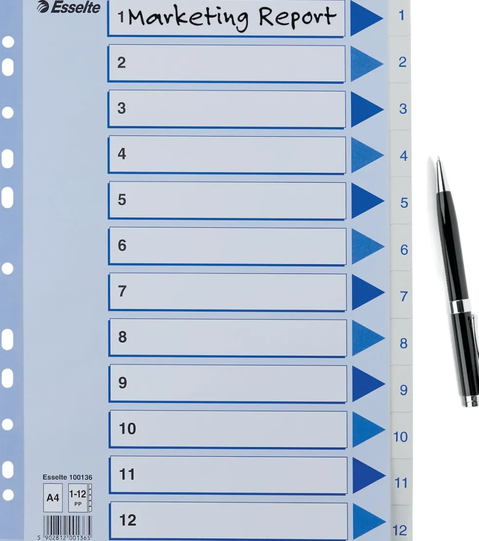 Register Non-Stop A4/1-12 rubrikblad vit