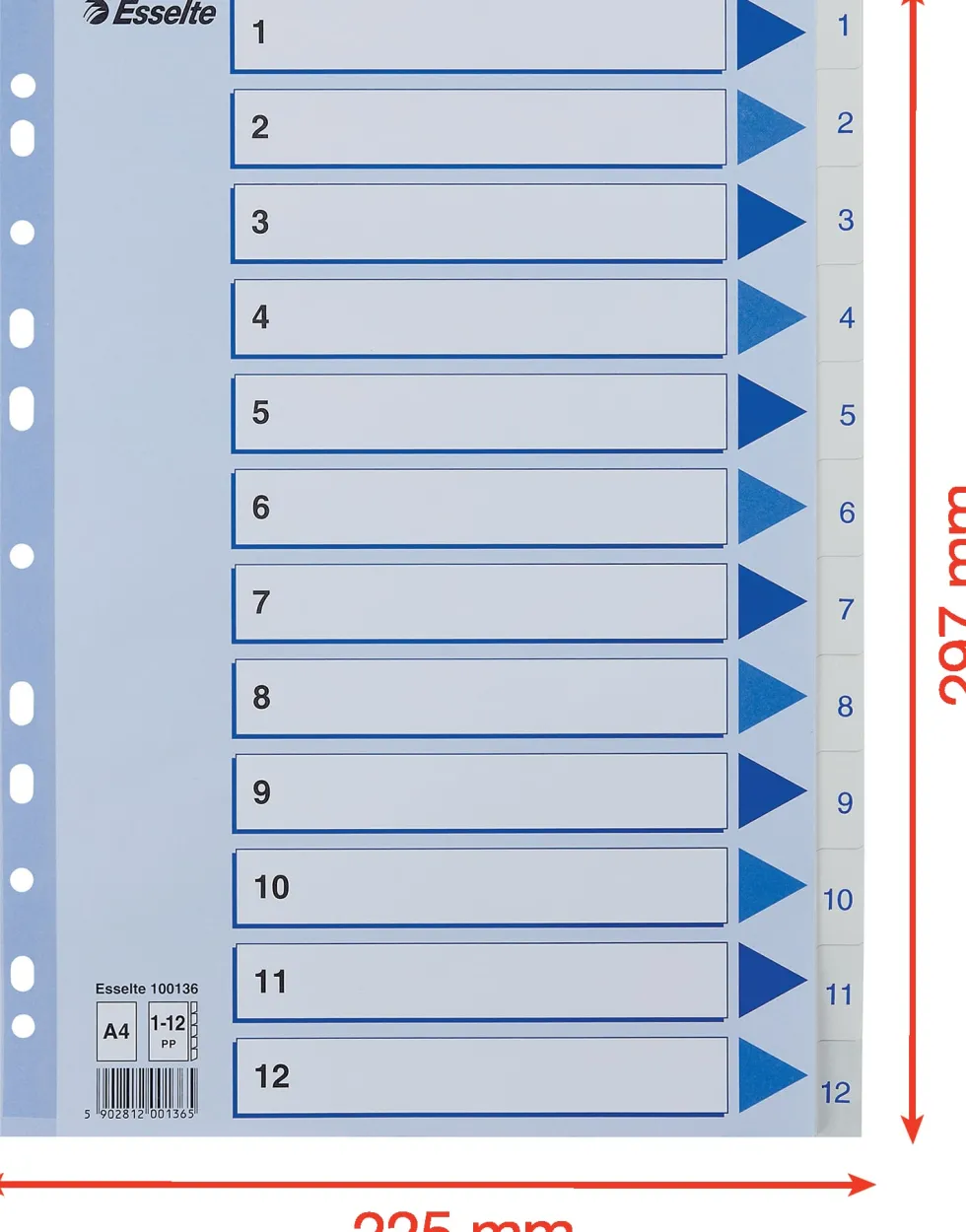 Register Non-Stop A4/1-12 rubrikblad vit