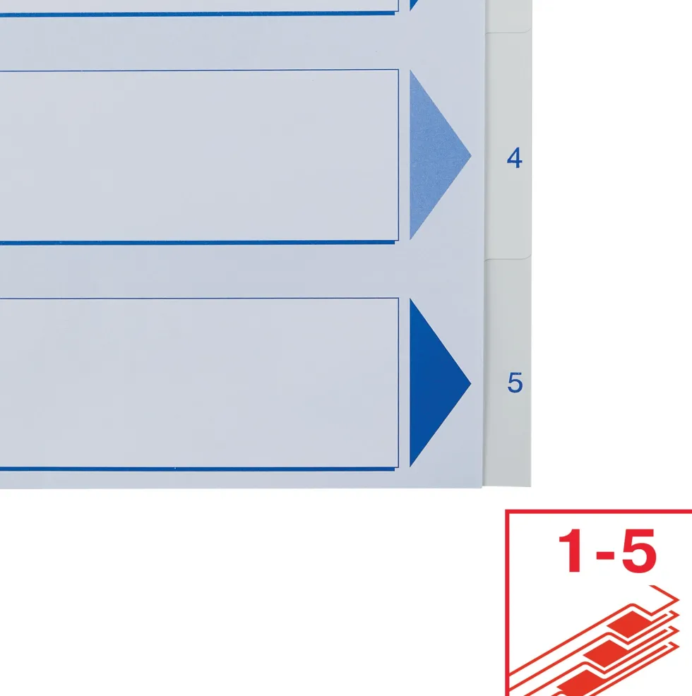 Register Non-Stop A4/1-5 rubrikblad vit