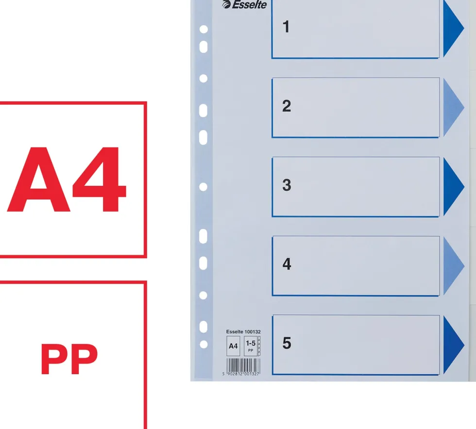 Register Non-Stop A4/1-5 rubrikblad vit