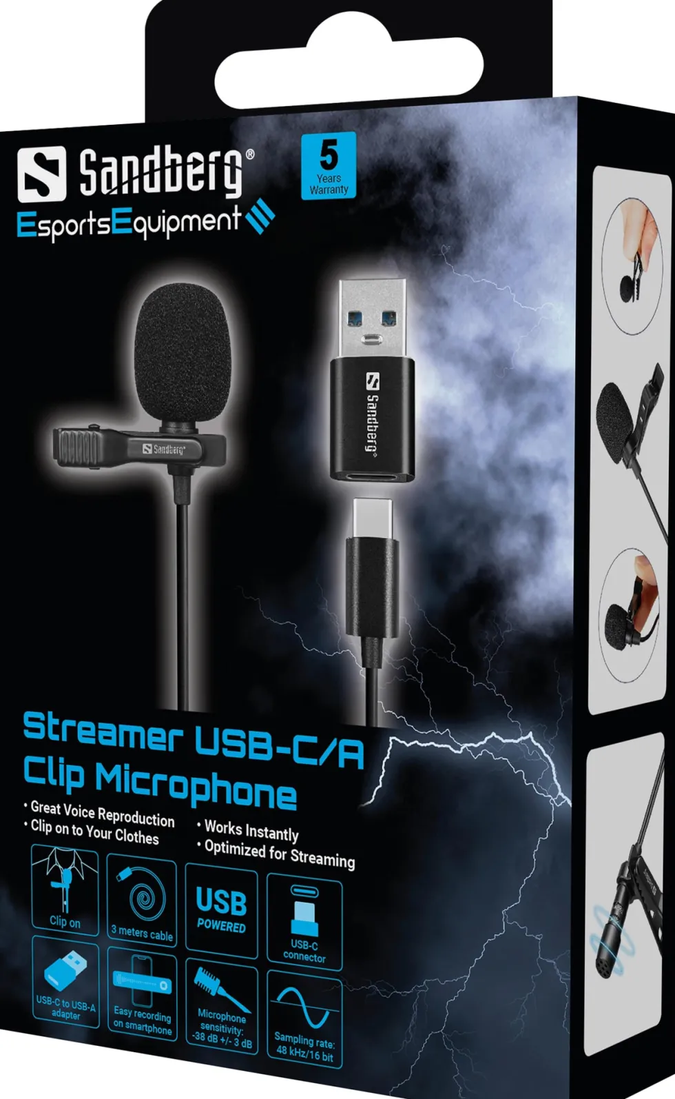Sandberg Streamer USB Clip Microphone