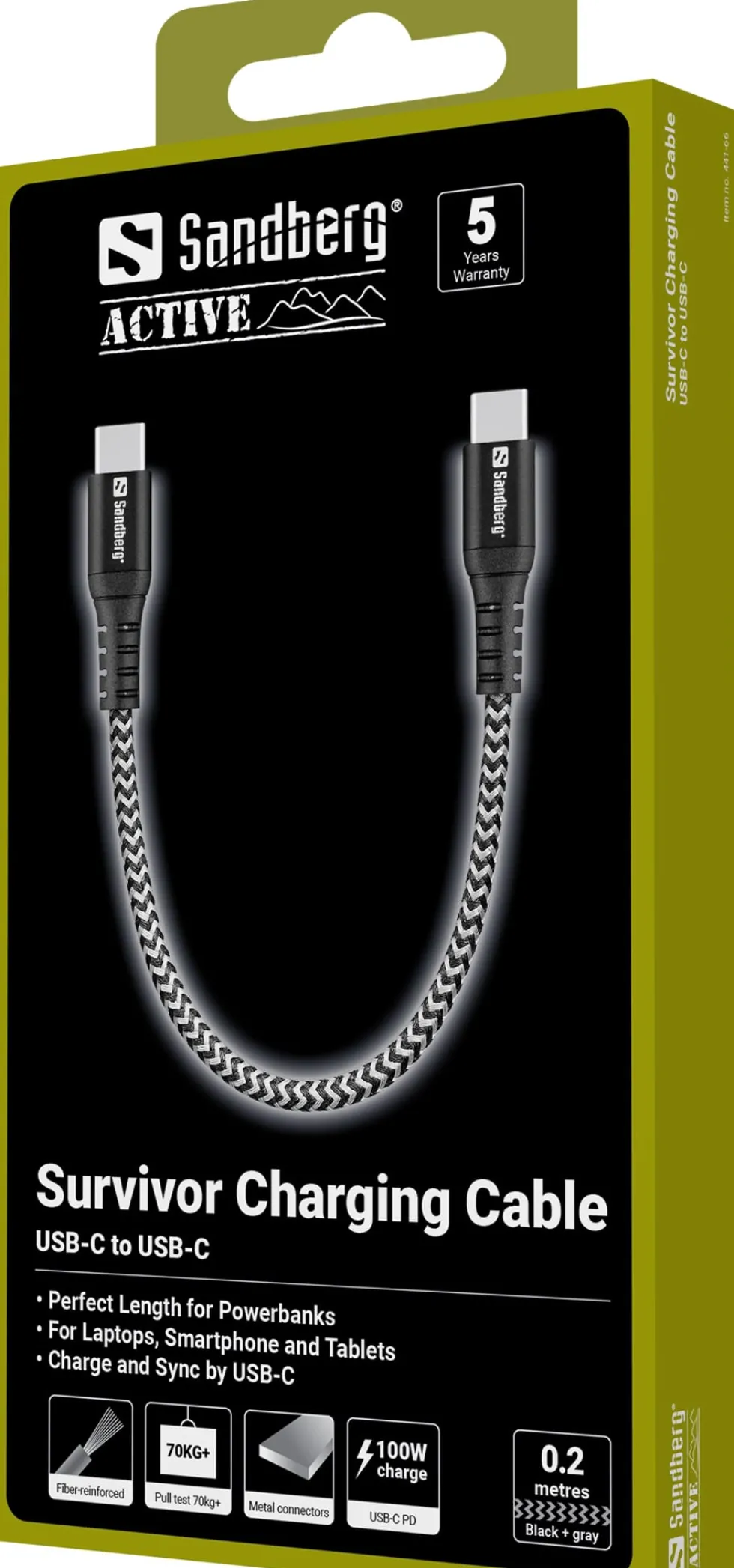 SANDBERG Survivor USB-C Cable 0.2M 100W