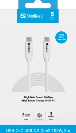 SANDBERG USB-C to USB-C USB 3.2 Gen2 100W, 3m