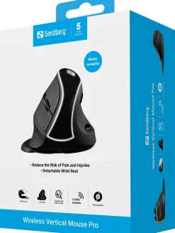 Sandberg Wireless Vertical Mouse Pro, Black