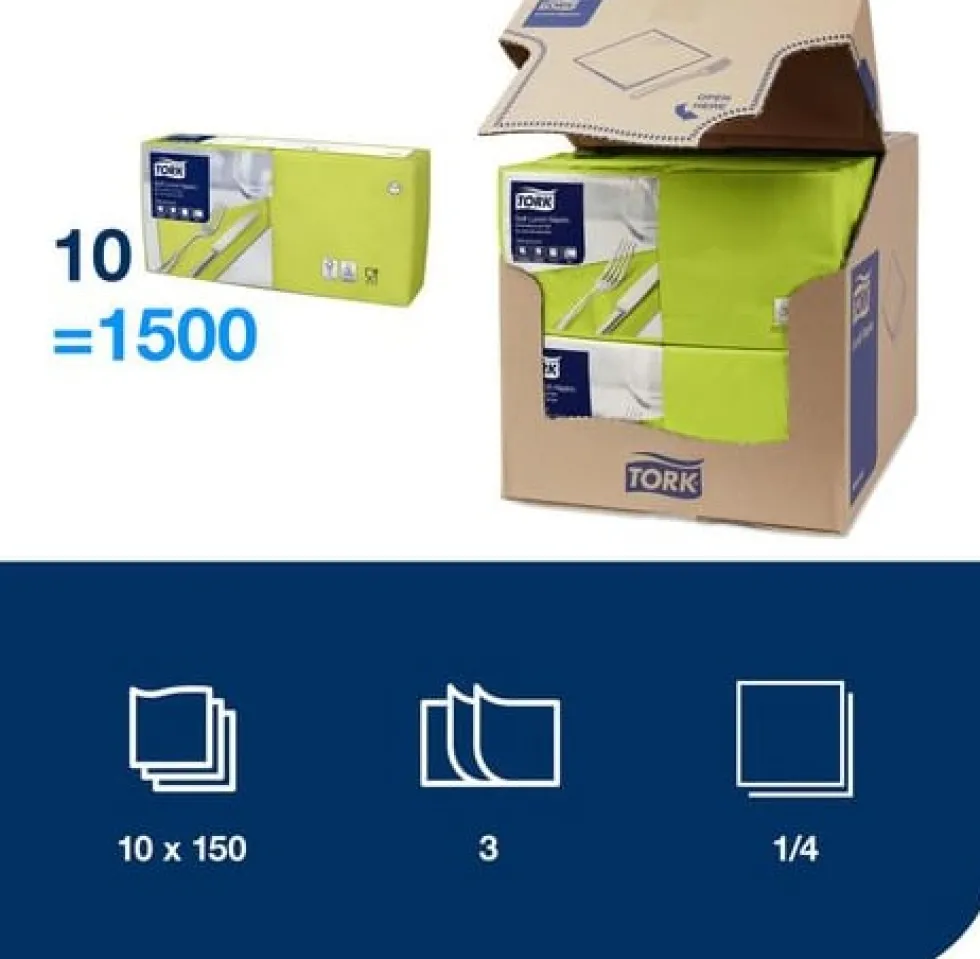 Servett TORK Lunch 3-lags lime 150/fp