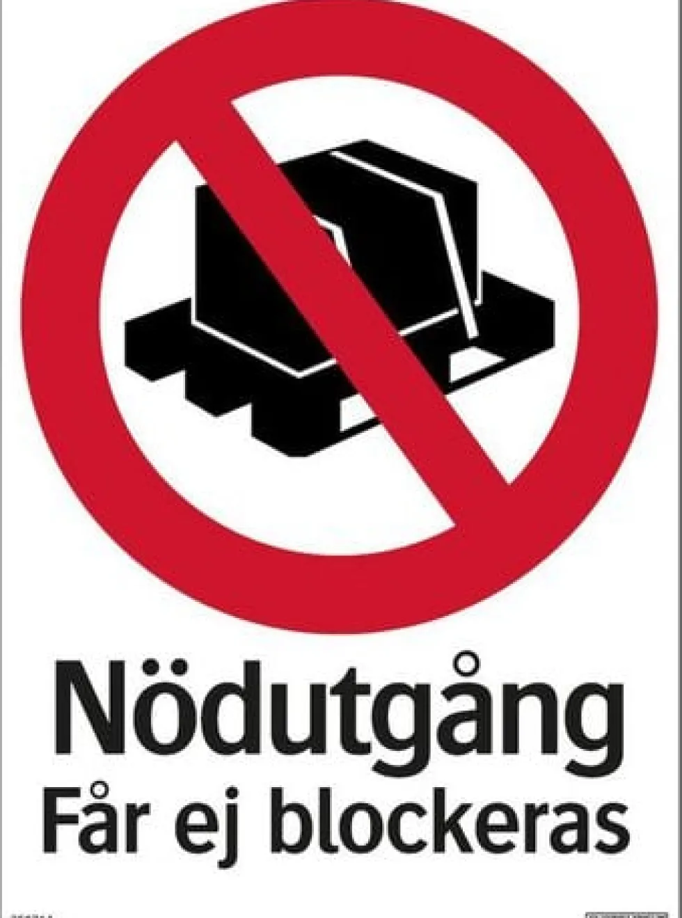 Skylt Nödutgång får ej blockeras 210x297