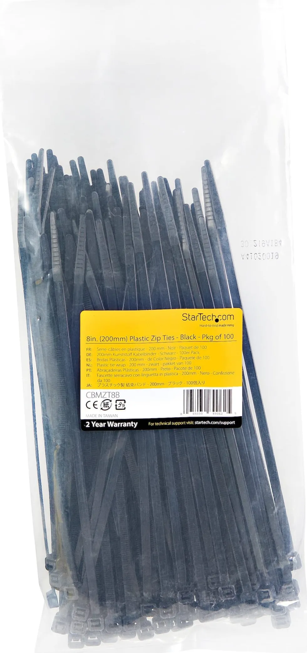 StarTech.com 20cm(8") Cable Ties, 4mm(1/8") wide, 55mm(2-1/8")
