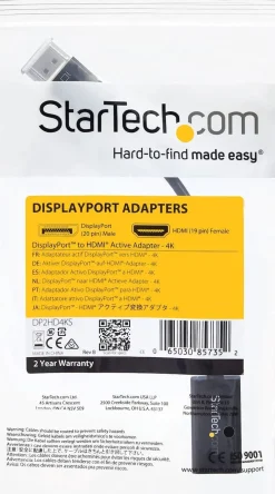 StarTech.com DisplayPort 1.2 to HDMI Adapter - 4K 30Hz - Active
