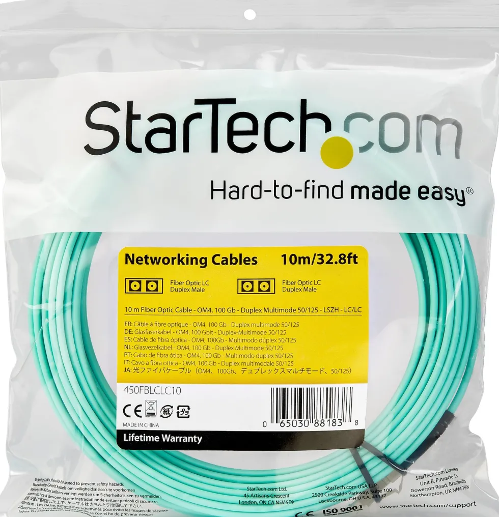 StarTech.com 10 m OM4 LC to LC Multimode Duplex Fiber Optic