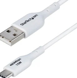 StarTech 3ft (1m) White USB-A to USB-C Charging Cable/Cord, M/M