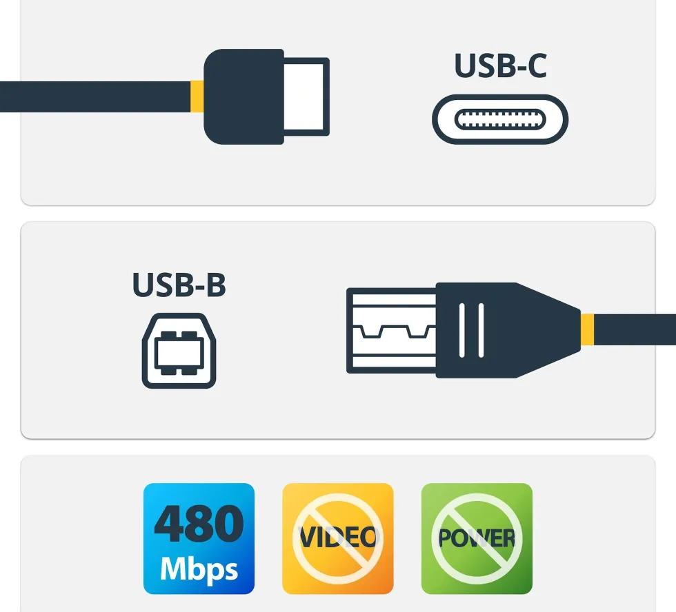 StarTech 2m 6ft USB C to USB B Cable - USB 2.0 - USB Type C