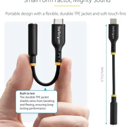 Startech USB-C Audio Adapter to 3.5mm TRRS Jack, Headphone Aux