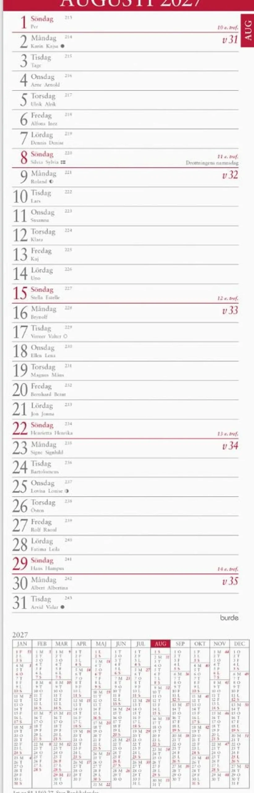 Stor Bordskalender 2027