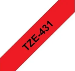 Tape 12mm TZe-431 svart på röd