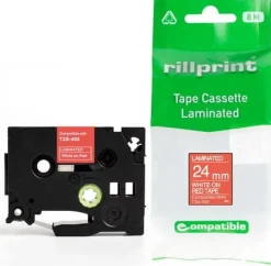 Tape 24mm TZe-455 vit på röd