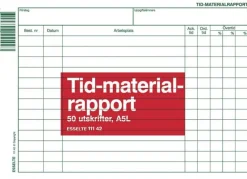 Tid-Materialrapport A5 Liggande utan kopia, 50 blad, 10st