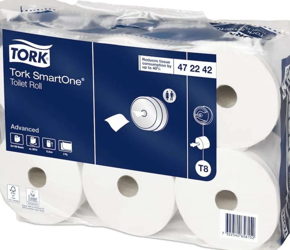 Toalettpapper TORK Smartone Advanced T8, 2-lag, 207m, 6/fp
