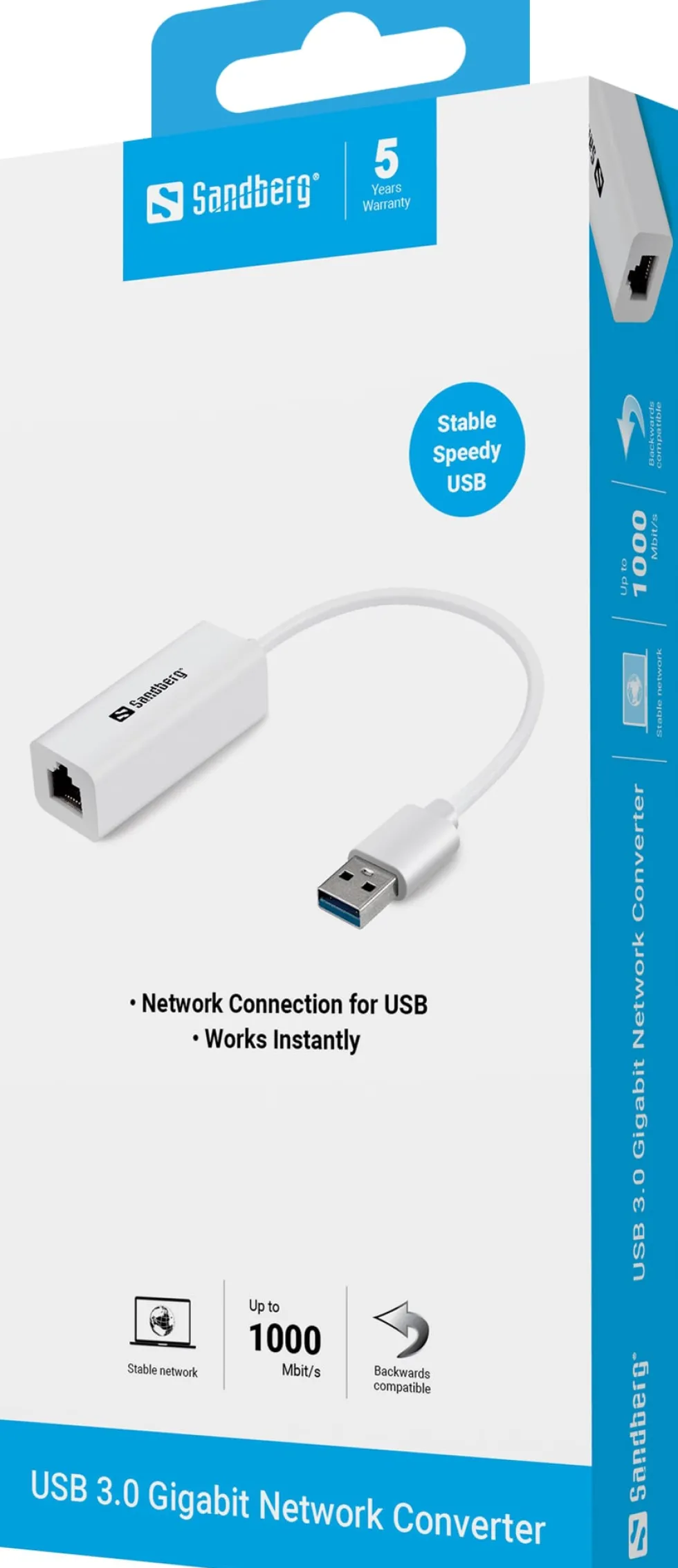 USB3.0 Gigabit Network Adapter, White