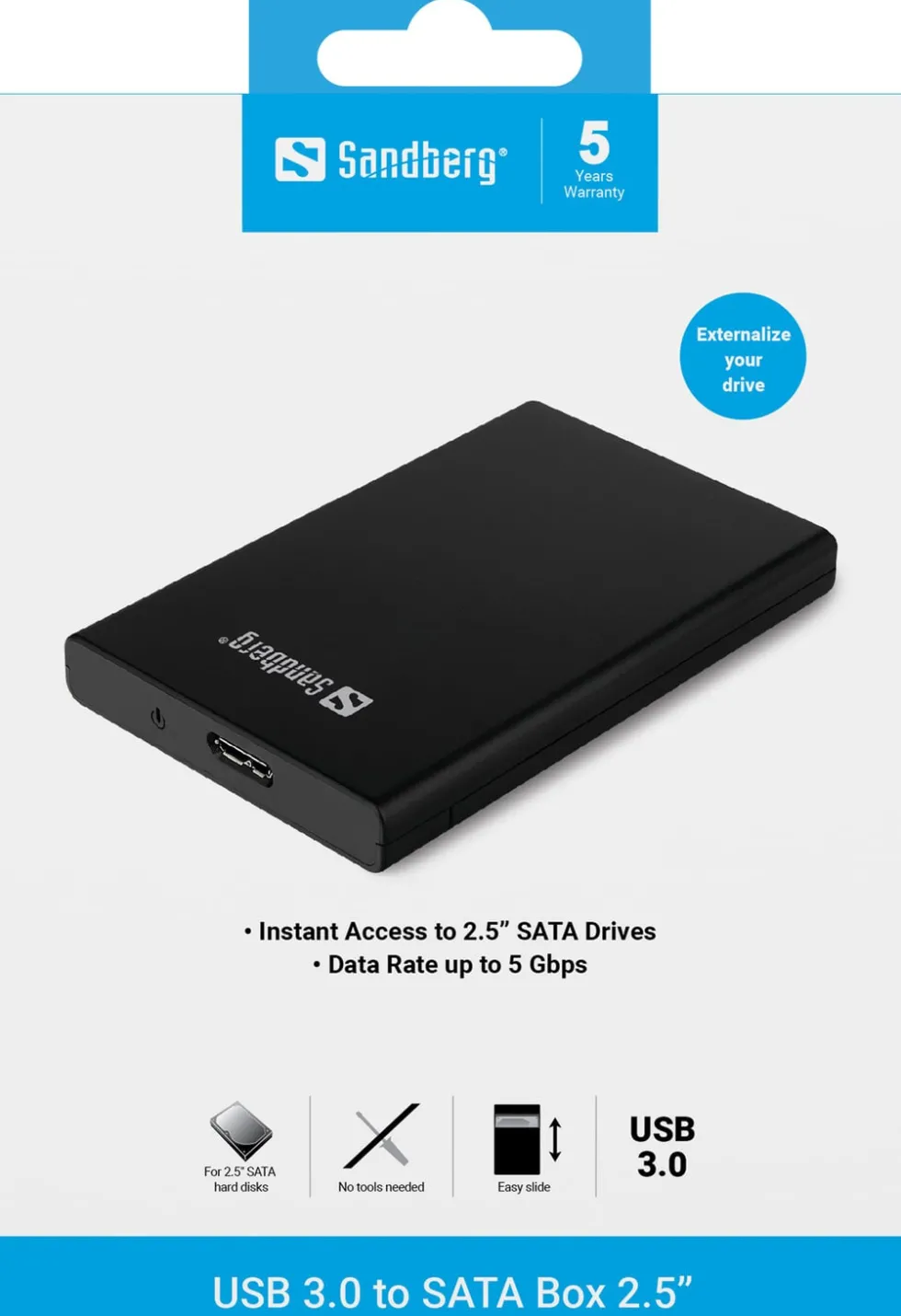 USB 3.0 to SATA Box 2.5'', Black