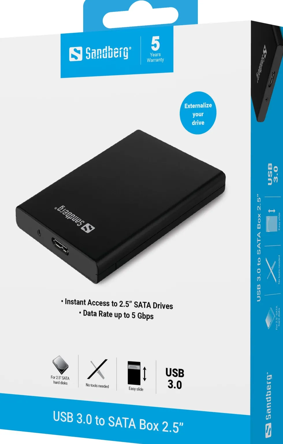 USB 3.0 to SATA Box 2.5'', Black
