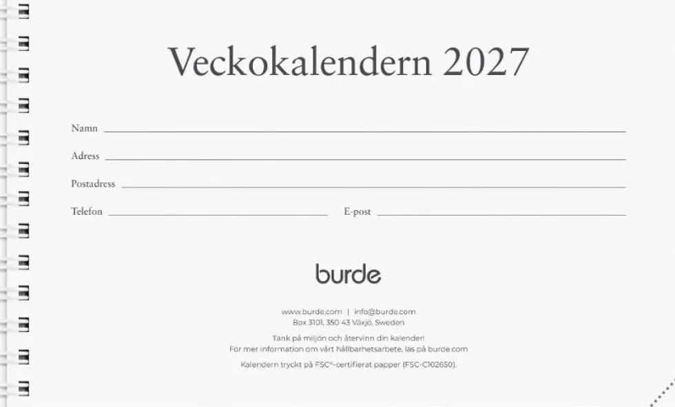 Veckokalendern 2027 refill