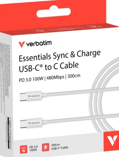 Verbatim Essentials USB-C to USB-C Cable 100W, 3m