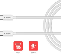 Verbatim Essentials USB-C to USB-C Cable 100W, 3m