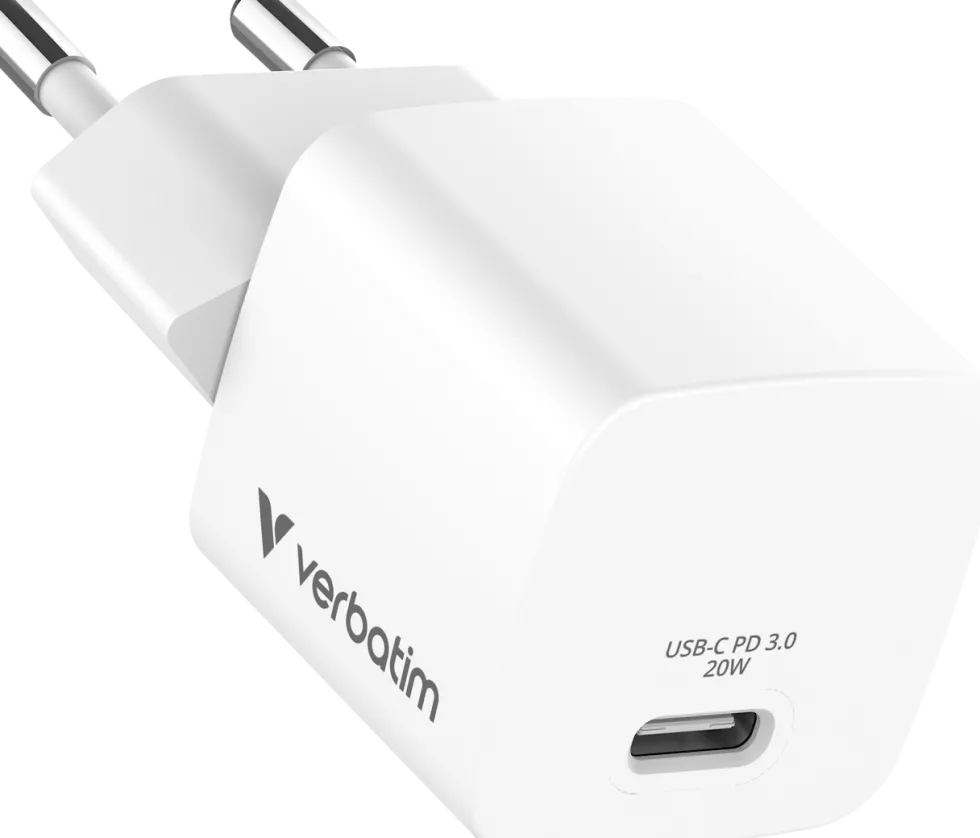 Verbatim Mini GaN Charger 20W EU bundle with USB-C cable