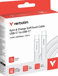 VERBATIM SoftTouch USB-C to C cable 100W 120 cm - White