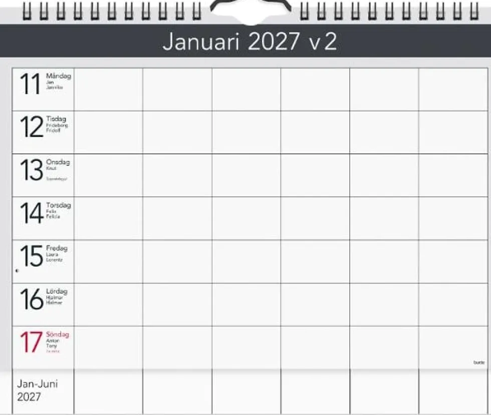 Väggkalender Väggagenda 2027 A4