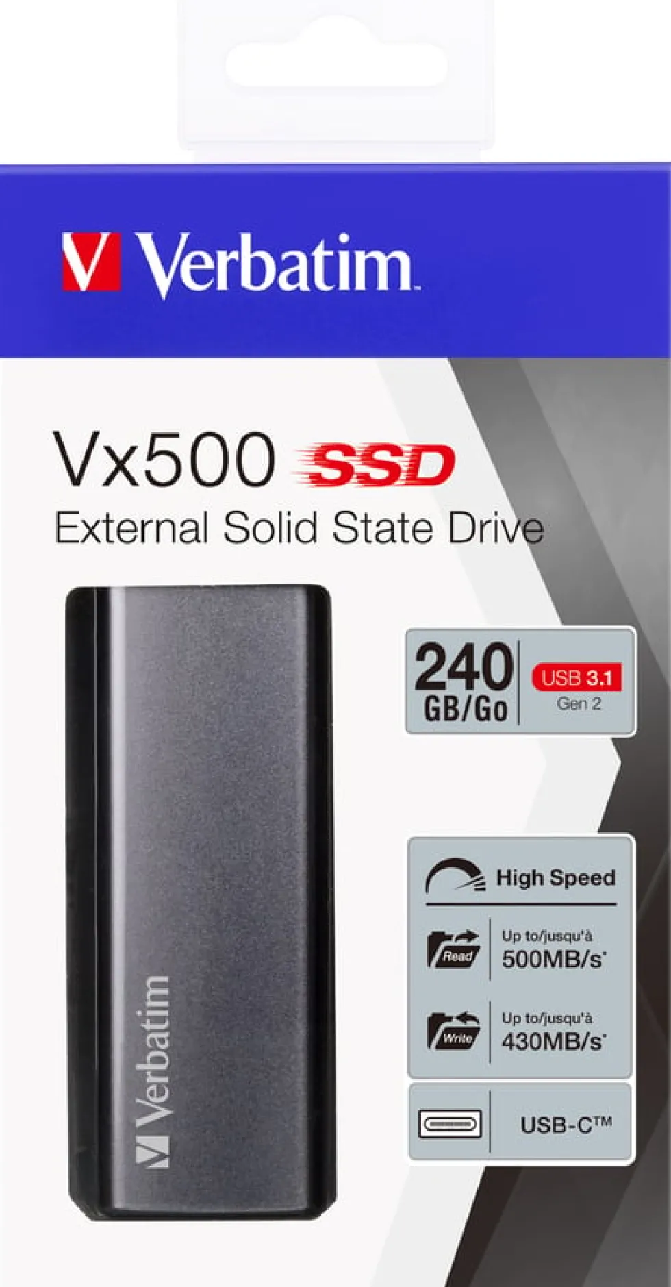 VX500 External SSD USB 3.1 G2 240GB, Silver