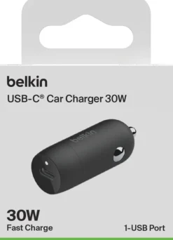 30W USB-C PD Car Charger With PPS, Black